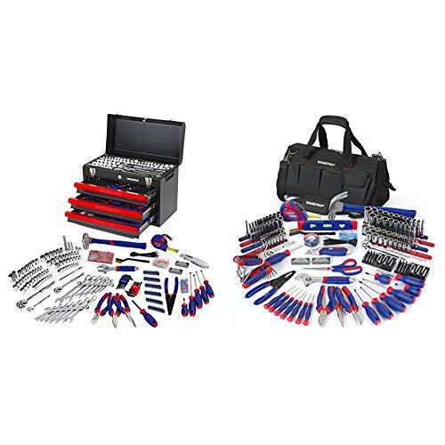 WORKPRO 408-Piece Mechanics Tool Set with 3-Drawer Heavy Duty Meta...