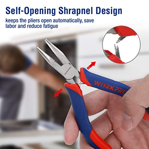 WORKPRO 6-piece Mini Pliers Set - Needle Nose, Diagonal, Long Nose...