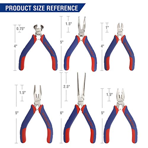 WORKPRO 6-piece Mini Pliers Set - Needle Nose, Diagonal, Long Nose...