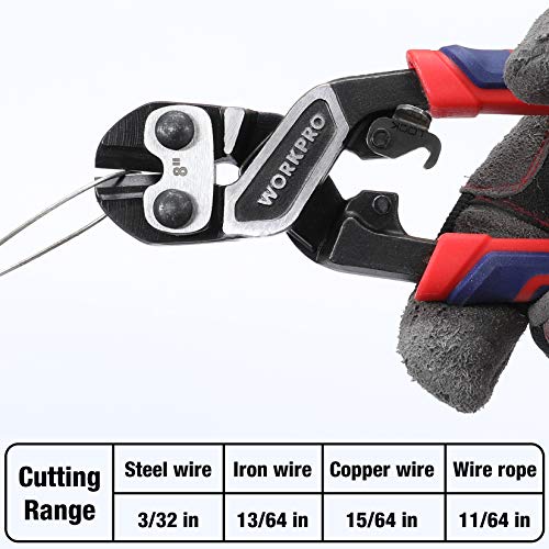WORKPRO 8 Mini Bolt Cutter, Three-color Bi-Material Ergonomic Han...