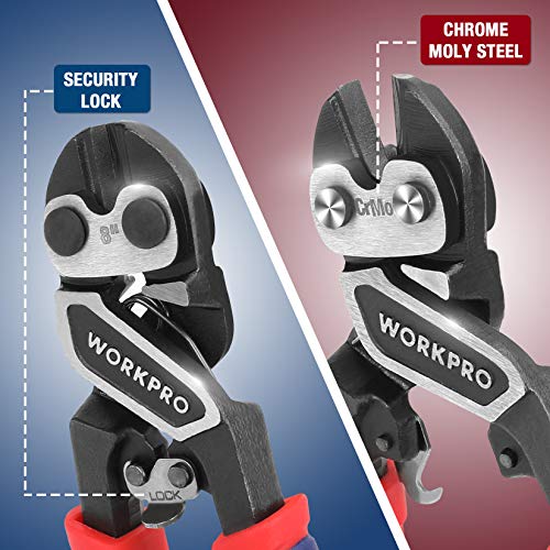 WORKPRO 8 Mini Bolt Cutter, Three-color Bi-Material Ergonomic Han...