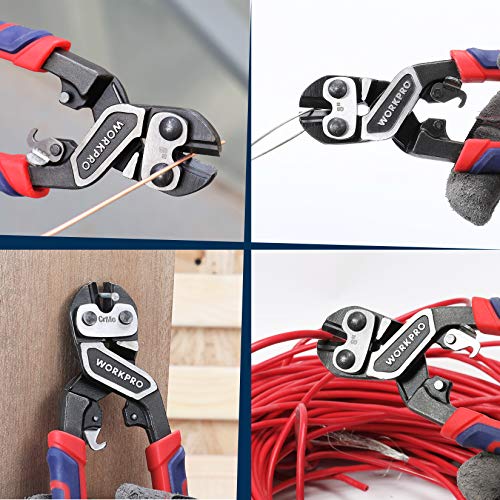 WORKPRO 8 Mini Bolt Cutter, Three-color Bi-Material Ergonomic Han...