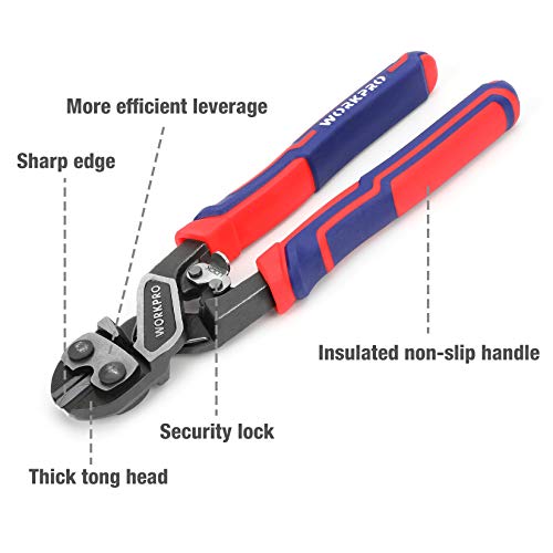 WORKPRO 8 Mini Bolt Cutter, Three-color Bi-Material Ergonomic Han...