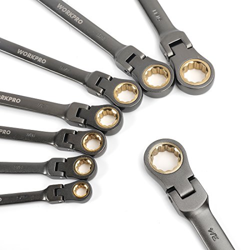WORKPRO 8-piece Flex-Head Ratcheting Combination Wrench Set, Cr-V ...