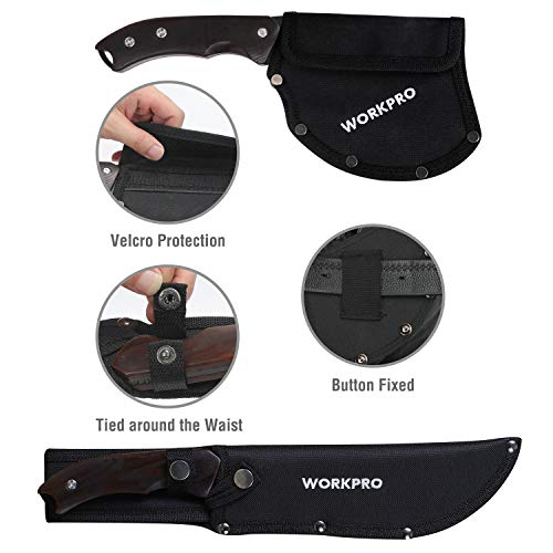 WORKPRO Axe and Fixed Blade Knife Combo Set, Full Tang, Wood Handl...