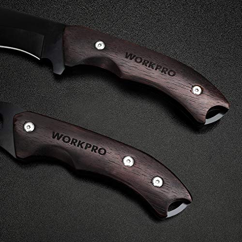 WORKPRO Axe and Fixed Blade Knife Combo Set, Full Tang, Wood Handl...