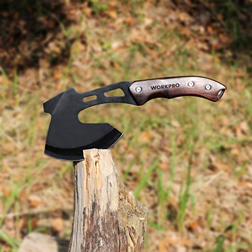 WORKPRO Axe and Fixed Blade Knife Combo Set, Full Tang, Wood Handl...