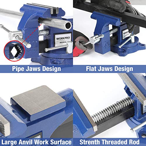 WORKPRO Bench Vise, 4-1/2 Heavy-Duty Utility Combination Pipe Hom...
