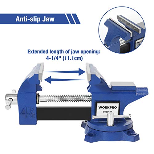WORKPRO Bench Vise, 4-1/2 Heavy-Duty Utility Combination Pipe Hom...