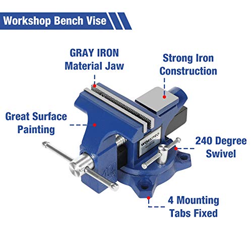 WORKPRO Bench Vise, 4-1/2 Heavy-Duty Utility Combination Pipe Hom...