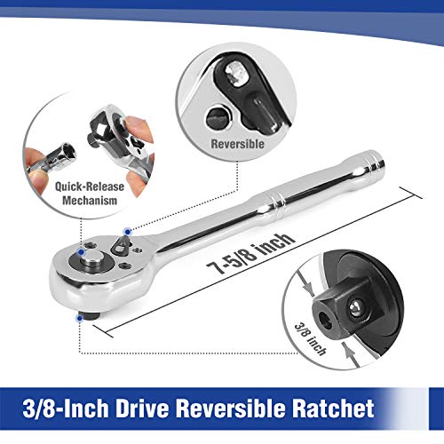 WORKPRO Drive Socket Set, 1/4-Inch & 3/8-Inch Small Socket Wrench ...