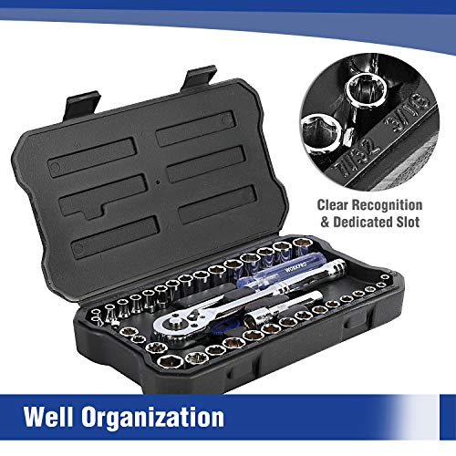 WORKPRO Drive Socket Set, 1/4-Inch & 3/8-Inch Small Socket Wrench ...