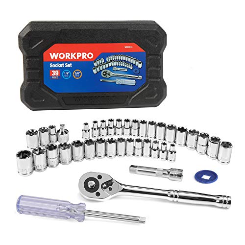 WORKPRO Drive Socket Set, 1/4-Inch & 3/8-Inch Small Socket Wrench ...