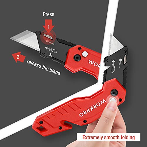 WORKPRO Folding Utility Knife, Quick Change Blade, Lightweight Nyl...