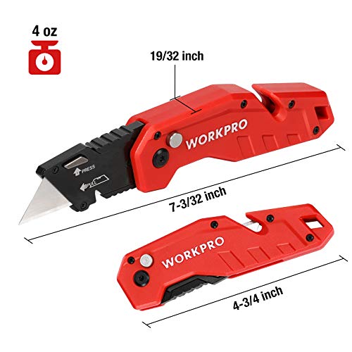 WORKPRO Folding Utility Knife, Quick Change Blade, Lightweight Nyl...