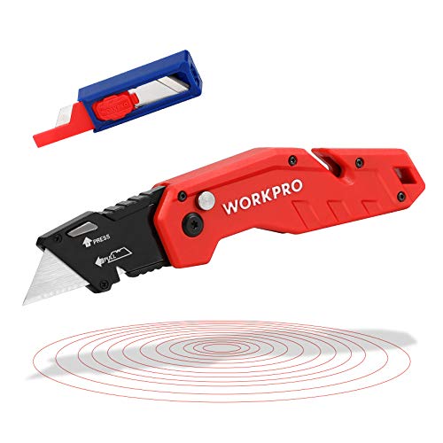 WORKPRO Folding Utility Knife, Quick Change Blade, Lightweight Nyl...