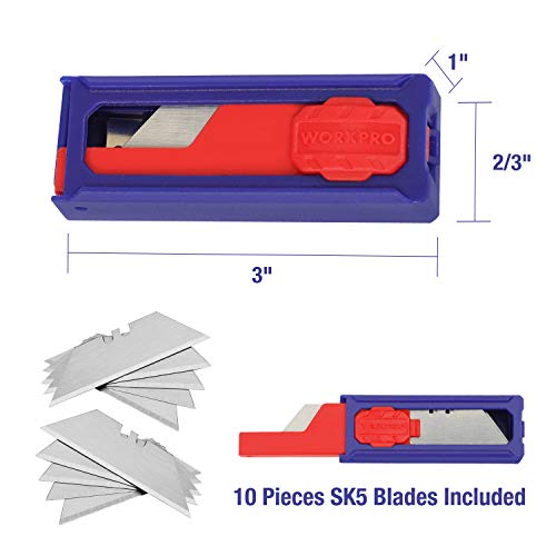 WORKPRO Folding Utility Knife Quick-Change Box Cutter, Blade Stora...