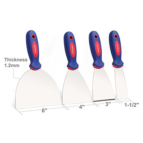 WORKPRO Putty Knife Set Stainless Steel Made 4-piece 1.5, 3, 4, 6