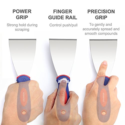 WORKPRO Putty Knife Set Stainless Steel Made 4-piece 1.5, 3, 4, 6