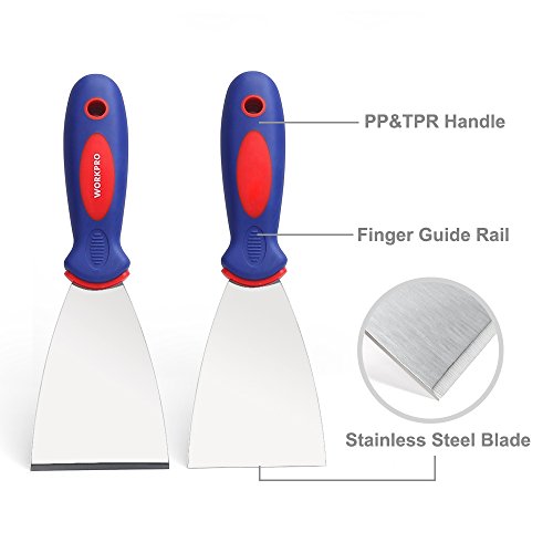 WORKPRO Putty Knife Set Stainless Steel Made 4-piece 1.5, 3, 4, 6