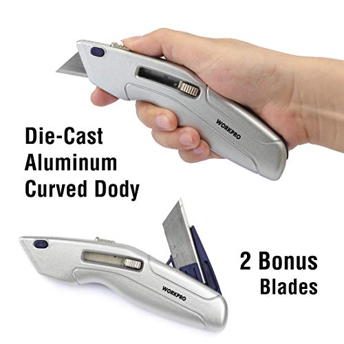 WORKPRO Retractable Utility Knife and Self-retracting Safety Box C...