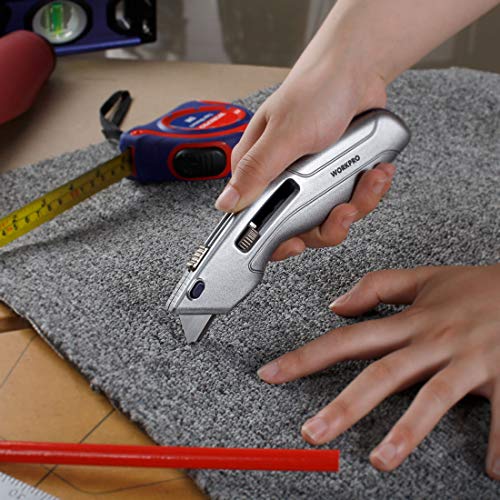 WORKPRO Retractable Utility Knife and Self-retracting Safety Box C...