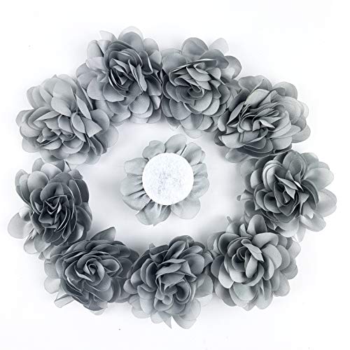 Worlds Grey Chiffon Ruffled Fabric Flower for DIY Handmade Decorat...