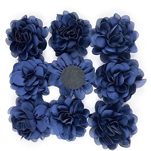 Worlds Navy Blue Chiffon Ruffled Fabric Flower for DIY Handmade De...
