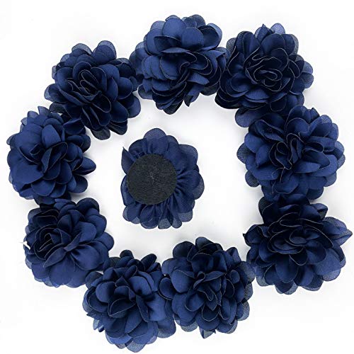 Worlds Navy Blue Chiffon Ruffled Fabric Flower for DIY Handmade De...