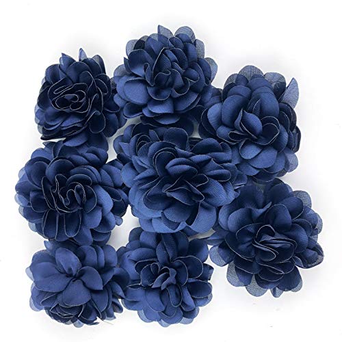 Worlds Navy Blue Chiffon Ruffled Fabric Flower for DIY Handmade De...