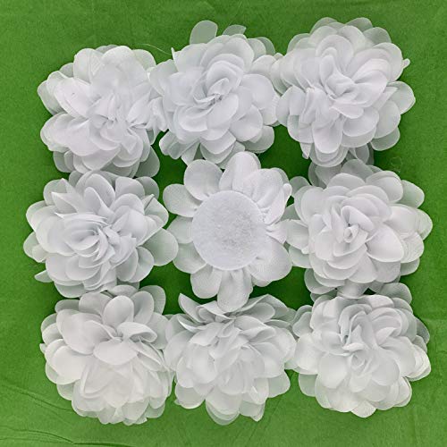 Worlds White Chiffon Ruffled Fabric Flower for DIY Handmade Decora...