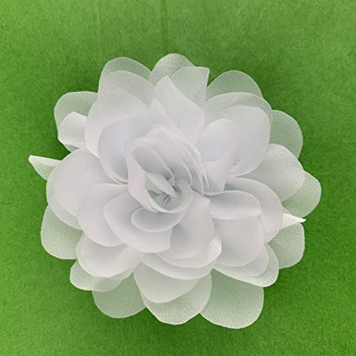 Worlds White Chiffon Ruffled Fabric Flower for DIY Handmade Decora...
