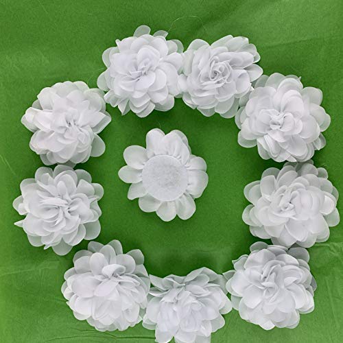 Worlds White Chiffon Ruffled Fabric Flower for DIY Handmade Decora...