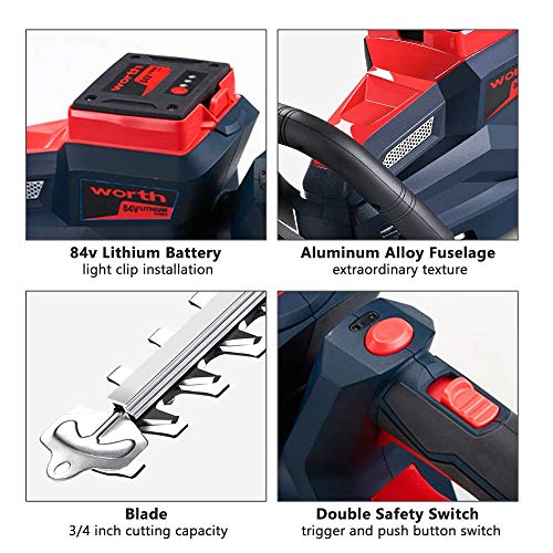 Worth 24Inch 84V Cordless Hedge Trimmer/Shrubbery Trimmer,Brushles...