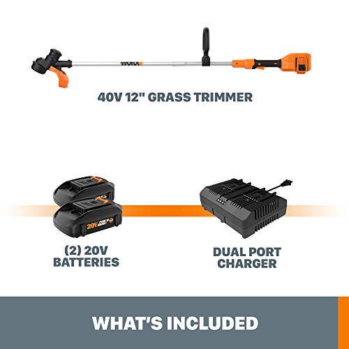 WG183 13-in Cordless Power Share 40V Grass Trimmer with Adjustable...