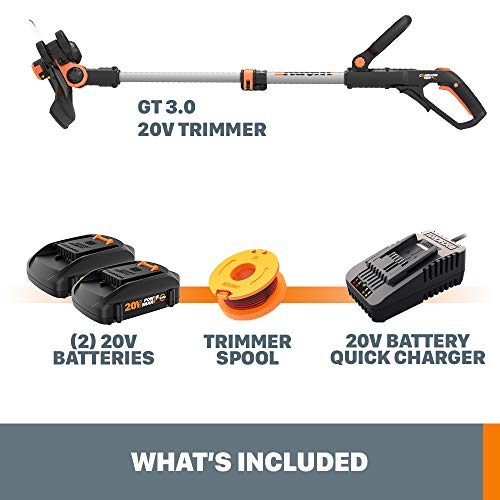 Worx WG163.10 GT 3.0 20V PowerShare 12 Cordless String Trimmer & ...