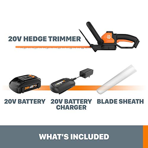 WORX WG261 20V Power Share 22-Inch Cordless Hedge Trimmer, Battery...