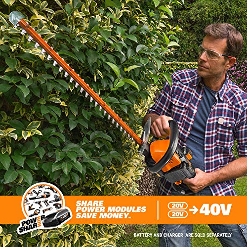 WORX WG284 40V Power Share Cordless 24 Hedge Trimmer 2x20V Batte...