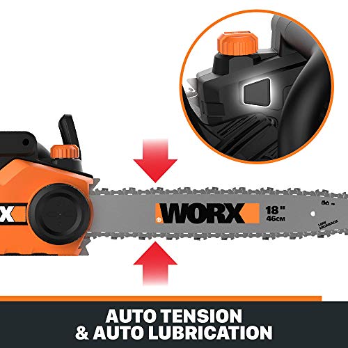 WORX WG304.2 Saw 18-Inch 15.0 Amp Electric Chainsaw with Auto-Tens...