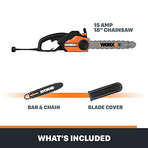 WORX WG304.2 Saw 18-Inch 15.0 Amp Electric Chainsaw with Auto-Tens...