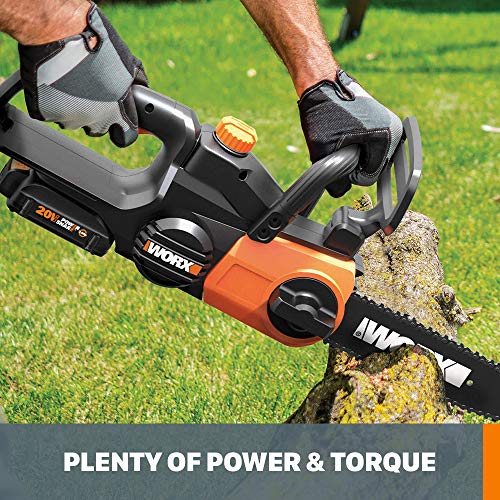 Worx WG322 20V Power Share Cordless 10-inch Chainsaw with Auto-Ten...