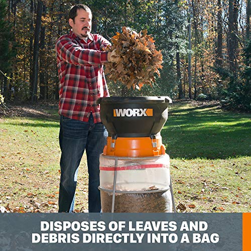 WORX WG430 13 Amp Foldable Bladeless Electric Leaf Mulcher, Red