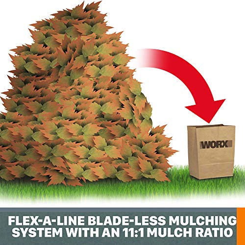 WORX WG430 13 Amp Foldable Bladeless Electric Leaf Mulcher, Red