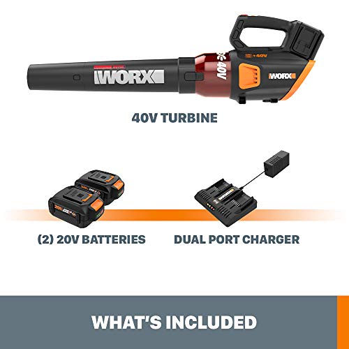 WORX WG584 40V Power Share Turbine Cordless Leaf Blower with Brush...