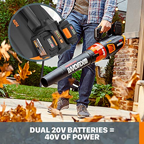 WORX WG584 40V Power Share Turbine Cordless Leaf Blower with Brush...