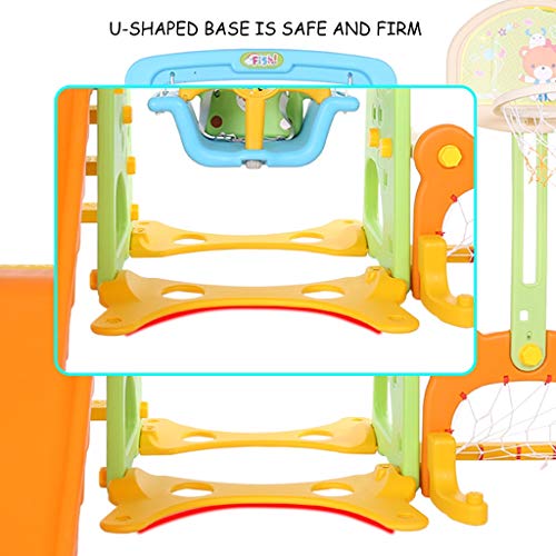 5 in 1 Kids Indoor and Outdoor Slide Swing and Basketball Football...
