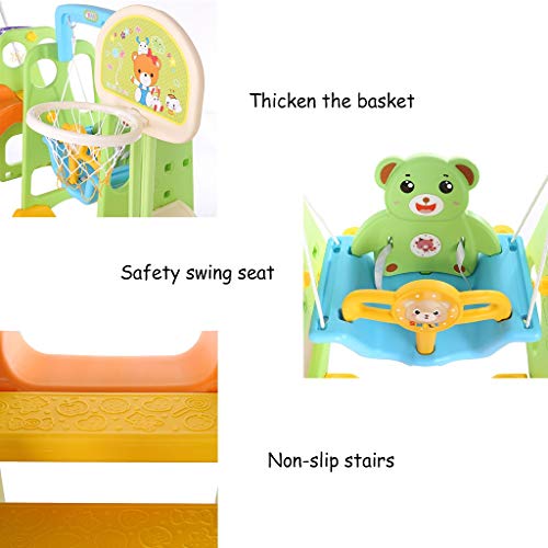 5 in 1 Kids Indoor and Outdoor Slide Swing and Basketball Football...