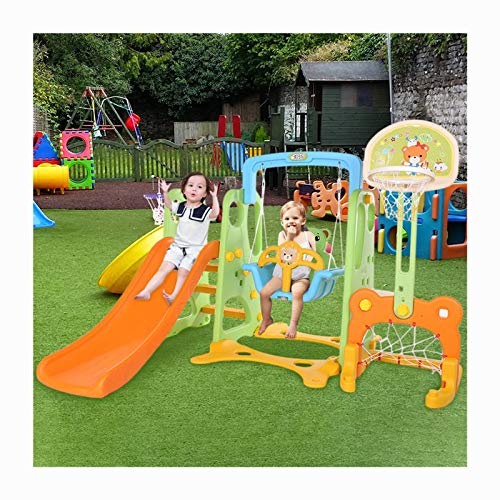 5 in 1 Kids Indoor and Outdoor Slide Swing and Basketball Football...