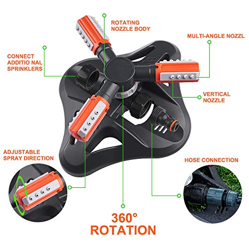 WOVUU Garden Sprinkler,Upgrade Lawn Sprinkler Automatic 360 Degree...