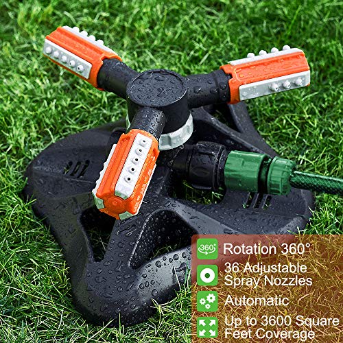 WOVUU Garden Sprinkler,Upgrade Lawn Sprinkler Automatic 360 Degree...